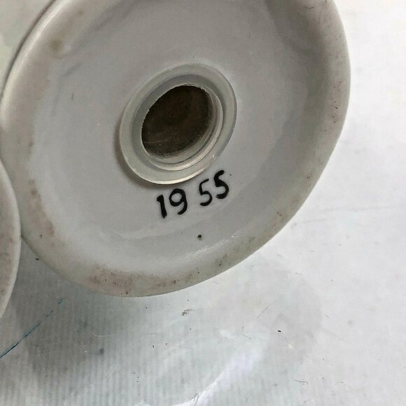 Vintage Lefton 50th Anniversary Salt and Pepper Shaker Set White Gold Trim 1955 - Picture 6 of 11